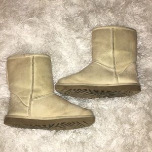 worn ugg boots in yellow sand color